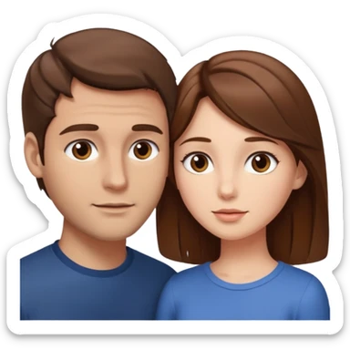 
Man head against woman head looking in their eyes, they both have brown hair sticker