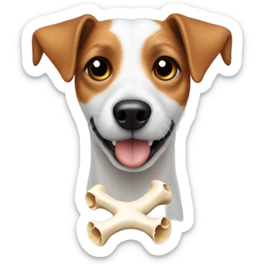 Jack Russell with a bone sticker