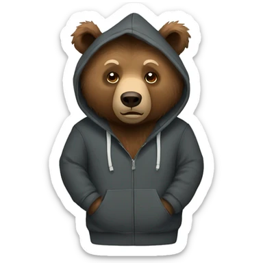 Grizzly bear wearing hoodie sticker