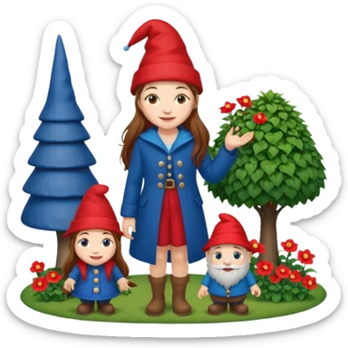 garden gnome, woman, full body sticker