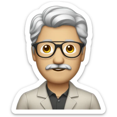 one brown-hair middle aged male designer with moustache glasses sticker