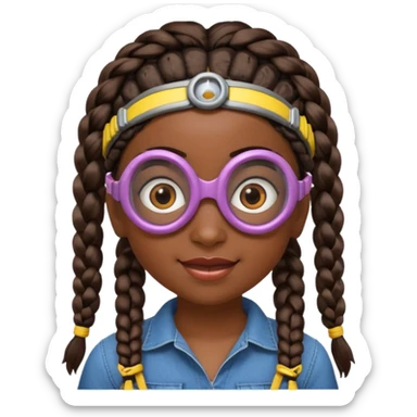 Minion emoji and a smurk like this emoji but a minion so basically that emoji with the goggles and the hair and not a funny head shape 😏  black girl with braids black girl / dark. Skinned girl sticker