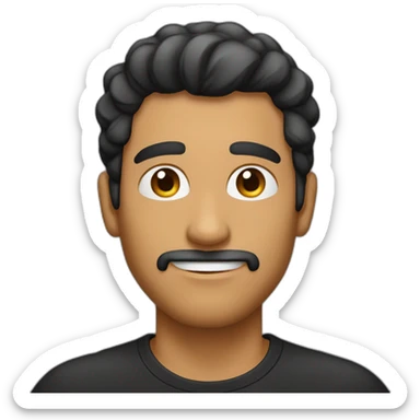 Hombre con el pelo corto negro y peinado hacia el lado derecho, sin barba y sin gafas sticker