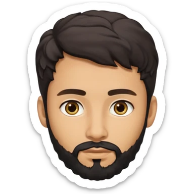 young lightskin Pakistani man with black beard wavy short hair and almond shaped brown eyes and thick eyebrows sticker