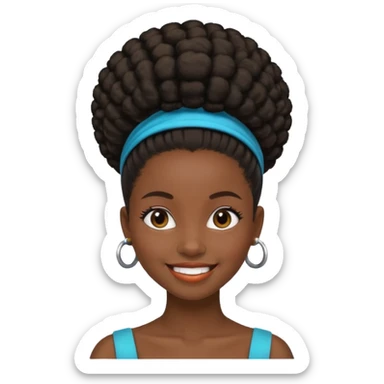 black girl with slick back afro puff sticker