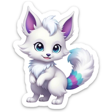 Kawaii bright fantasy ethereal anthro fursona Fakemon with tufted tail  sticker