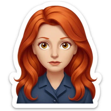 Heavy set mid 50's long red hair women hazel eyes sticker