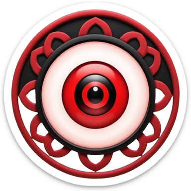 

---

The Mangekyō Sharingan is a deep, glowing crimson eye where the original tomoe disappear and are replaced by a complex black pattern.  sticker