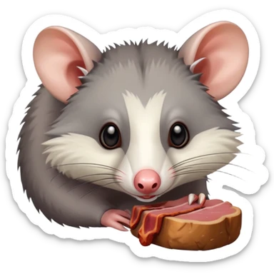 The opossum eats meat. sticker