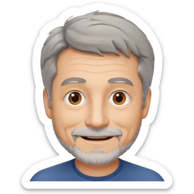 homme 60 ans cheveux gris court et décoiffés petite barbe sourir sticker