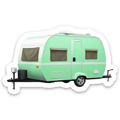 Realistic mint green camping travel trailer isolated. sticker