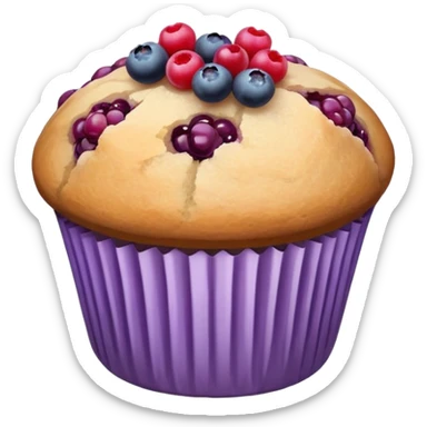 Lavender sprig muffin with berries and crystallized sugar sticker