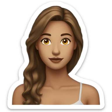 beautiful woman long brown hair golden eyes tan skin sticker