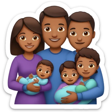 brown family with mom dad teenage daughter toddler son and baby sticker