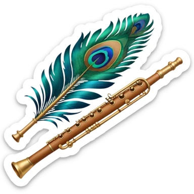 Peacock feather and flute sticker