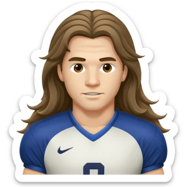 Long Haired Football Players, Footballer with flowing hair in jersey sticker