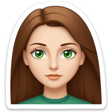 Pretty middle age woman with green eyes and long straight Ash-brown hair  sticker