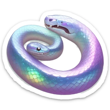 Sparkly glossy Pastel iridescent glass snake sticker