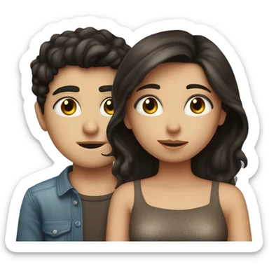 boyfriends kissing, white boy with dark hair and eyes, brunette girl with dark hair and eyes sticker