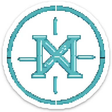 The Phoenician letter "𐤊" on a light blue circular background, Kaspa cryptocurrency logo sticker