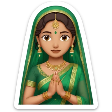 bride in mehendi Ceremony in green saree standing sticker