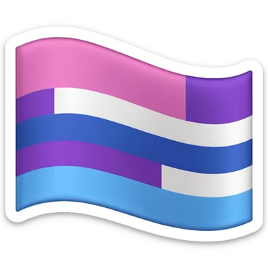 I want a flag, I want the first stripe at the very top of the flag to be pink 🩷. The middle stripe will be the color purple 💜. And finally the bottom stripe will be the color blue 💙. sticker