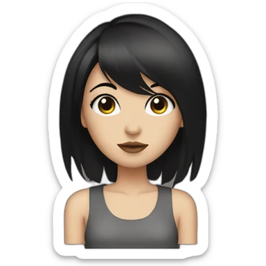 girl with black hair and eyeliner, grunge sticker