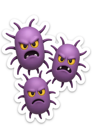 emoji 3d stile iphone di tre batteri intestinali cattivi 3d sticker