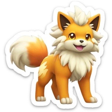 Colorful Shiny Kawaii Cute Arcanine—Vulpix-Fakémon-Pokémon full body sticker