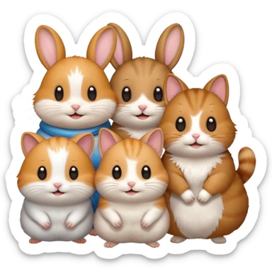 A hamster had three friends, the cat and rabbit they are from Chiikawa sticker