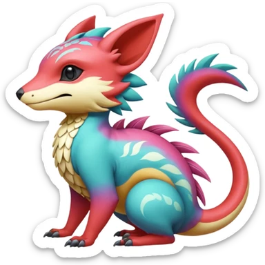  exotic gradients-colored tropical ornate Asian painted cyber-Sleuth-Loyd-Garmaddon-Litten-Linoone-Noibat-Fakémon-Pokémon-Vernid-creature sticker