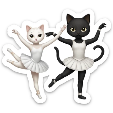 A white cat doing ballet and a black cat doing fencing sticker