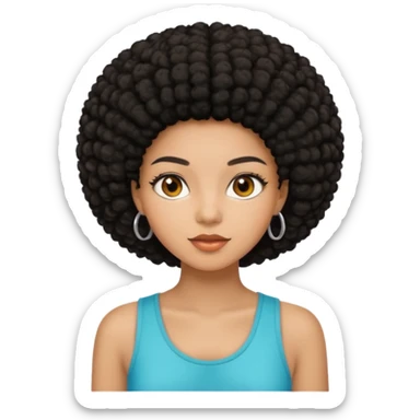 Mixed race emoji girl with brown eyes and black afro hair wearing summer clothes  sticker