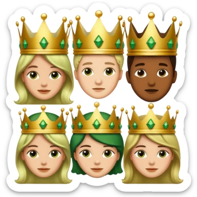 Several people with a crown that unites them with golden and green colours sticker