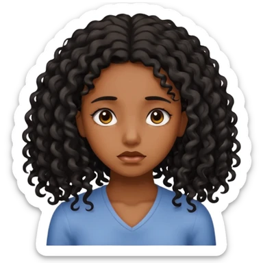 sad beautiful brown skin girl with itchy scalp sticker