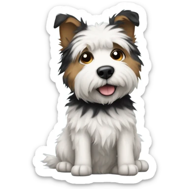 Scruffy white and black short haired dog sticker