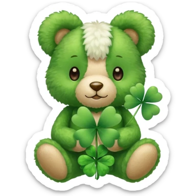 Fairy Teddy with four-leaf clover sticker