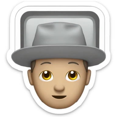 a office man in front of laptop camera talking to his client  sticker