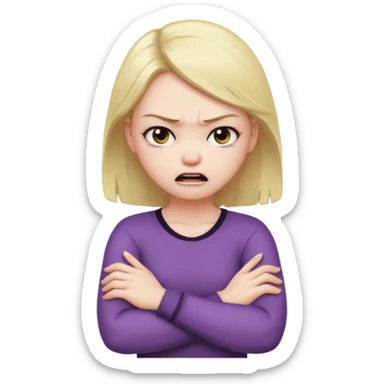 arms crossed holding neck angry girl sticker