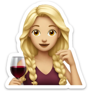 Blonde girl drinking red wine  sticker