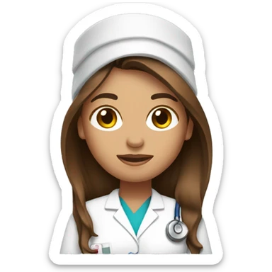 Mom in a doctor scrub with long brown hair sticker