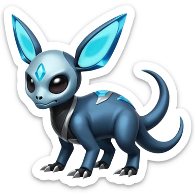 Shiny Futuristic Duskull-Salandit-Glaceon-Fakémon-hybrid-creature (full body)  sticker