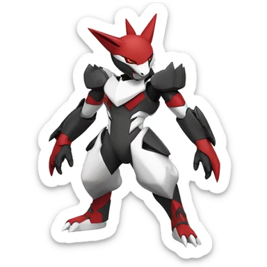  Cool Edgy Futuristic Black White Red Zangoose-Digimon-Medabot full body sticker