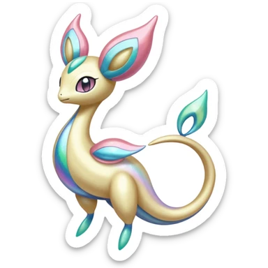 Shiny Iridescent Glittery Pastel Meloetta-Cresselia-Milotic-Pokémon-Fakémon-fusion, full body sticker