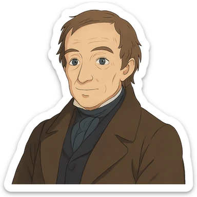 portrait of Robert Owen in ghibli style sticker