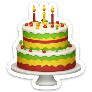 birthday cake wirh red yellow ang green colours sticker