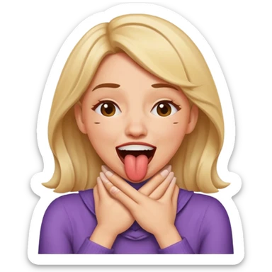 criss cross hands around throat choking self woman emoji tongue out laughing sticker