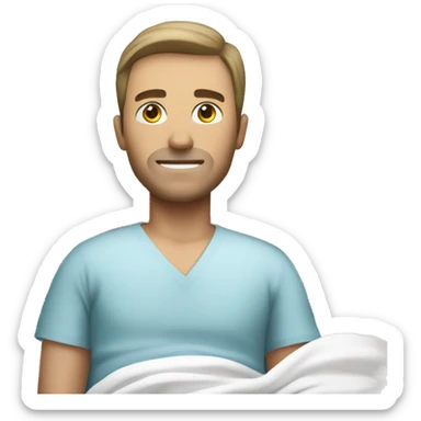 white male patient in hospital bed facing left sticker