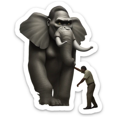 kingkong unites with the ancient elephant sticker