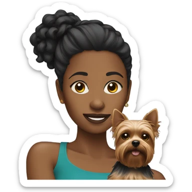 Black women with yorkie sticker